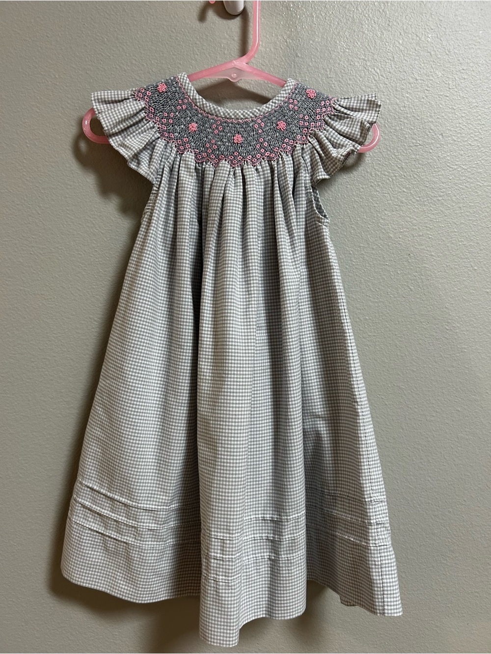 Catherine Belle Fille La Fete Girls 2 Smocked Gingham Dress Pink Floral Boutique